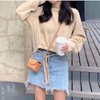 Drawstring Band-waist Cropped Pullover