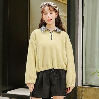 Leopard-print Collar Sweatshirt