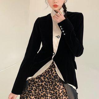 Mock Two-piece Button-up High-low Jacket