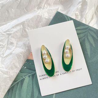 Bean Faux Pearl Glaze Alloy Earring