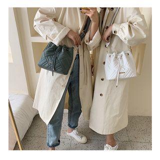 Faux-leather Metal-accent Bucket Bag