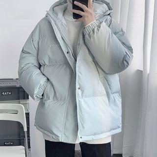Lettering Print Padded Hooded Zip Jacket