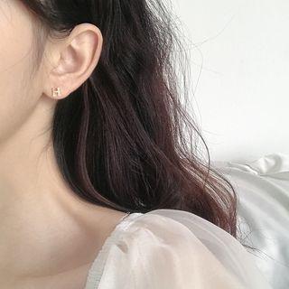 Alloy Letter H Earring 1 Pair - 925 Silver - Stud Earring - Gold - One Size