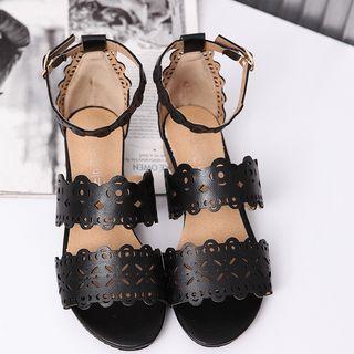 Laser Cut Heeled Sandals