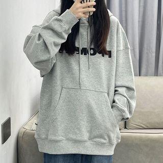 Long-sleeve Letter Print Loose-fit Hoodie