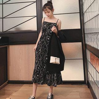 Spaghetti Strap Midi Printed Dress