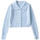 Collared Cropped Fluffy Cardigan