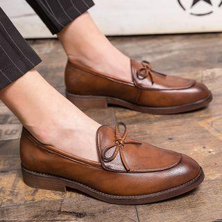 Bow-accent Faux-leather Loafers