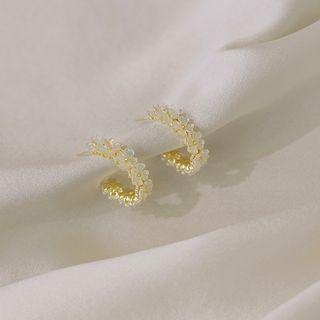 Shell Flower Open Hoop Earring 1 Pair - Gold - One Size