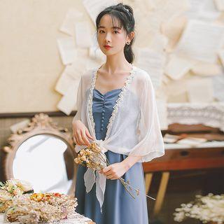 Ruffled Lace Trim Light Jacket