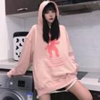 Bear Print Hoodie Pink - One Size