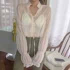 See-through Peasant Blouse Ivory - One Size