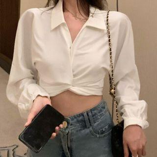 Twisted Cropped Shirt As Shown In Figure - One Size