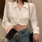 Twisted Cropped Shirt As Shown In Figure - One Size