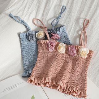 Flower Accent Cropped Camisole Top