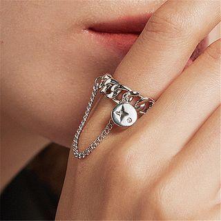 Star Chain Alloy Open Ring 1pc - Silver - One Size