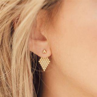 Alloy Bead Rhombus Through & Through Earring 1 Pair - Sku6147a - One Size