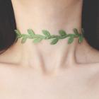 Fabric Branches Choker Green Leaf - One Size
