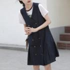 Double-breasted Denim Mini Overall Dress