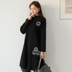 Pom Pom Wool Blend Dress Black - One Size
