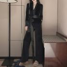 Long-sleeve Wide-leg Jumpsuit With Sash