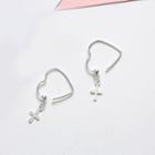 925 Sterling Silver Heart & Cross Dangle Earring 1 Pair - Earring - Heart - Cross - One Size
