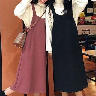Mock Neck Knit Top / Midi Jumper Dress / Set