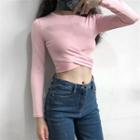 Cropped Long Sleeve Knit T-shirt