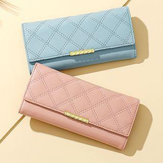 Quilted Flap Long Wallet