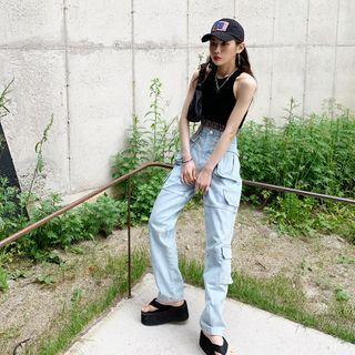 Cargo-pocket Straight-cut Jeans