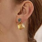 Two Tone Earring 1 Pair - Yellow - One Size
