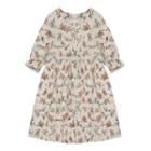 Floral Elbow-sleeve A-line Dress Almond - One Size