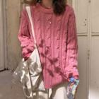 Plain Long-sleeve T-shirt / Cable Knit Sweater
