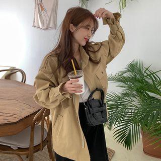 Pocket Detail Zip Jacket As Shown In Figure - One Size