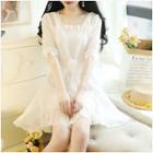 Set: Sleeveless Chiffon Top + A-line Mini Skirt + Light Jacket
