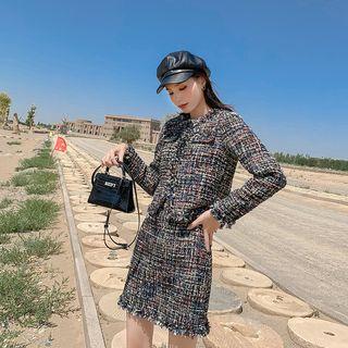 Set: Tweed Mini Dress + Tweed Long-sleeve Jacket