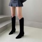 Pointy-toe Faux-suede Long Boots