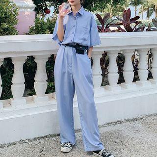 Short-sleeve Shirt Jumpsuit