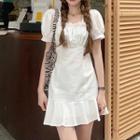 Short-sleeve Frill Trim Mini Mermaid Dress