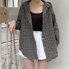 Drawstring Plaid Oversize Coat