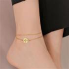Layered Alloy Anklet Gold - One Size