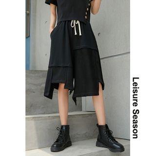 Patchwork Asymmetric High-waist Skort