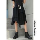 Patchwork Asymmetric High-waist Skort