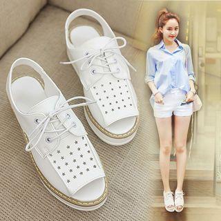 Star Faux-leather Platform Sandals