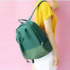 Faux Leather Panel Canvas Backpack