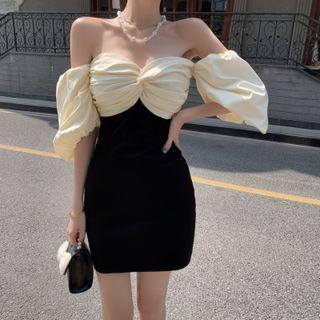 Off-shoulder Knotted Bodycon Dress