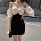 Off-shoulder Knotted Bodycon Dress