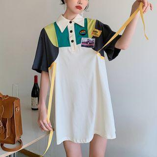 Color Block Strappy Mini Polo Dress