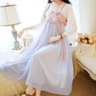Traditional Chinese 3/4-sleeve Midi A-line Dress