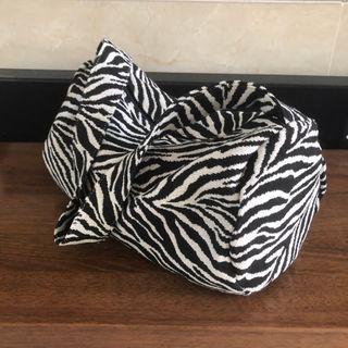 Zebra Print Canvas Barrel Bag Black & White - One Size